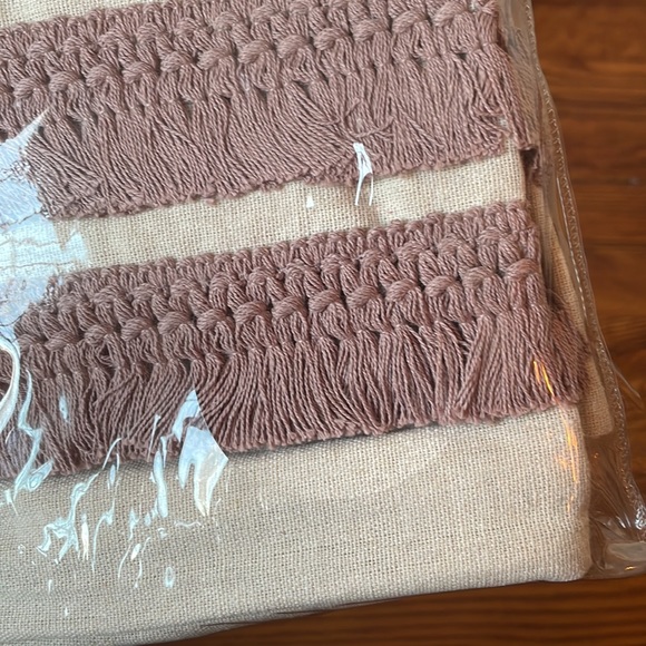 NWT  Morgan Home Square Decorative Fringe Throw Pillow Cover in Blush - Picture 3 of 6